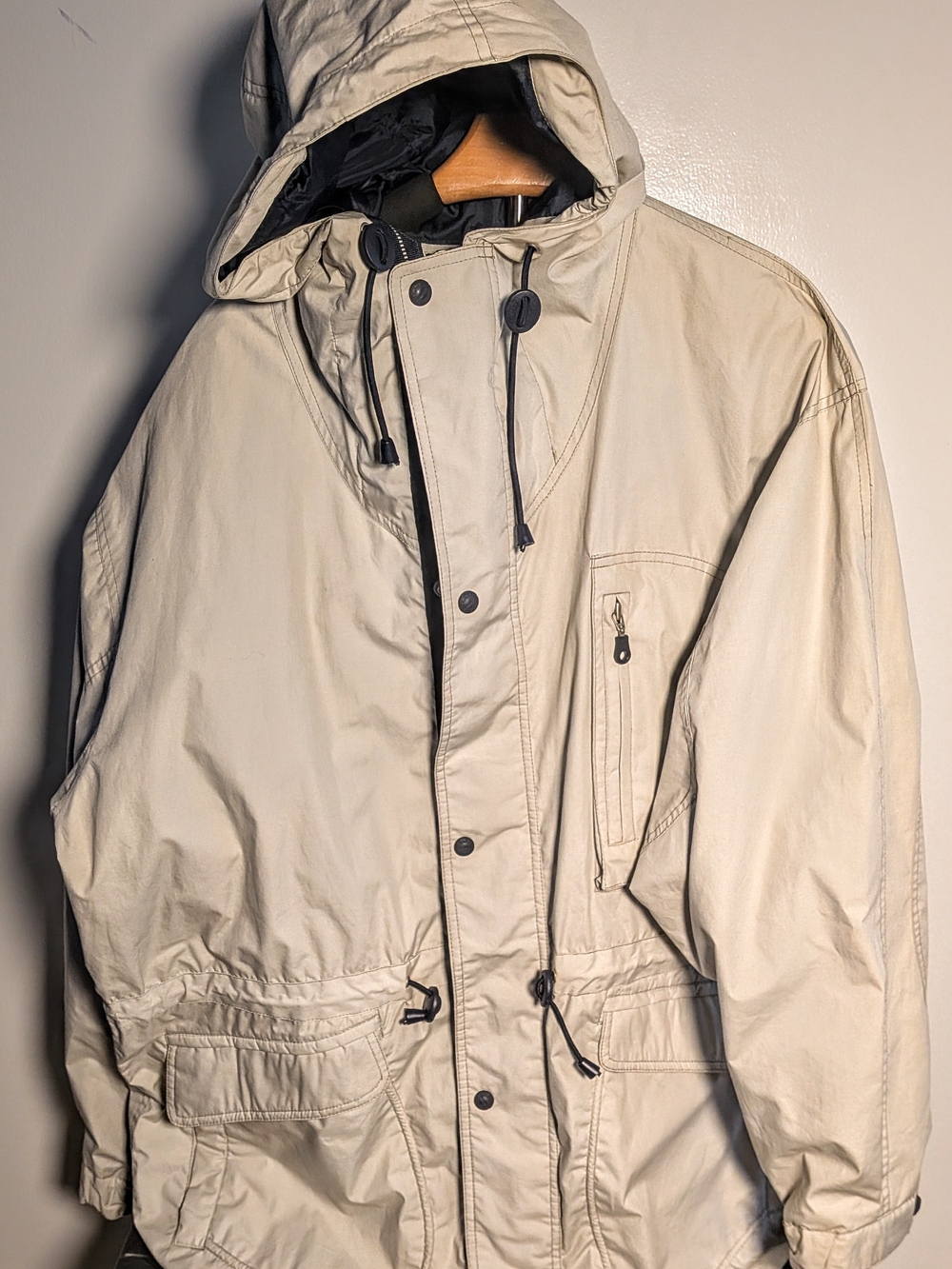 London Fog Men's Hooded Field Jacket in Cream